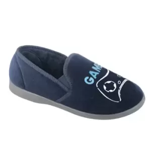 Image of Zedzzz Childrens/Kids Gamer Slippers (6 UK) (Blue Navy)