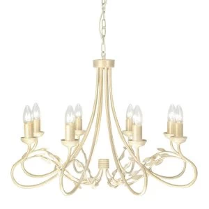 Image of 8 Light Chandelier Ivory, Gold Finish, E14