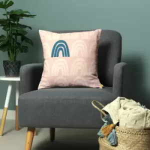 Image of Furn Be Kind Rainbow Abstract Recycled Polyester Cushion Cover, Multi, 43 x 43 Cm