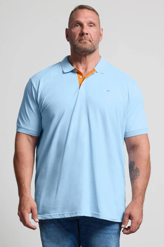 Image of BadRhino BadRhino Men Contrast Polo Shirt in Light Blue Size: 2X-Large Light Blue 2X-Large Male 5063853504250