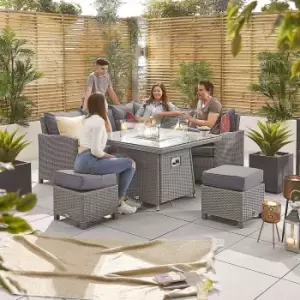 Image of Nova Heritage Ciara Compact Corner Dining Set With Fire Pit Table - White Wash