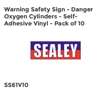 Image of Warning Safety Sign - Danger Oxygen Cylinders - Self-Adhesive Vinyl - Pack of 10