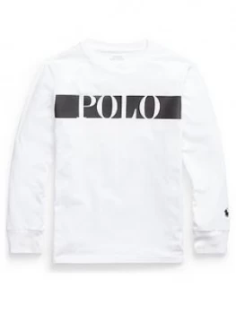 Image of Ralph Lauren Boys Polo Long Sleeve T-Shirt - White, Size 10-12 Years, M