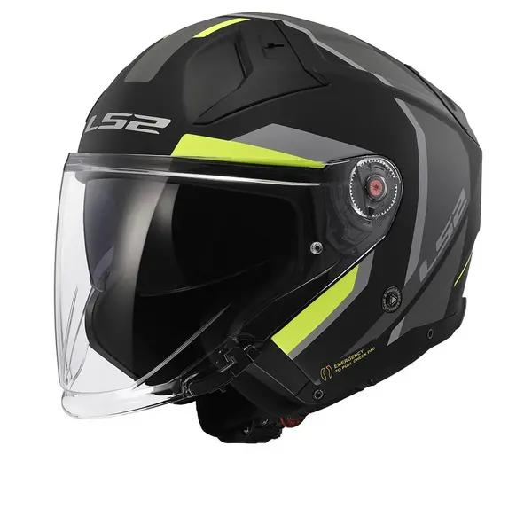 Image of LS2 OF603 Infinity II Focus Matt Black H-V Yellow Jet Helmet Size XS