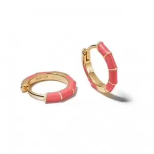 Image of Coral Stripe Huggie Hoop 18ct Gold Plated Earrings EE03_GP