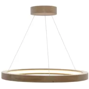 image of Zumaline Oak Integrated LED Pendant Ceiling Light, Wood, 3870lm, 3000K