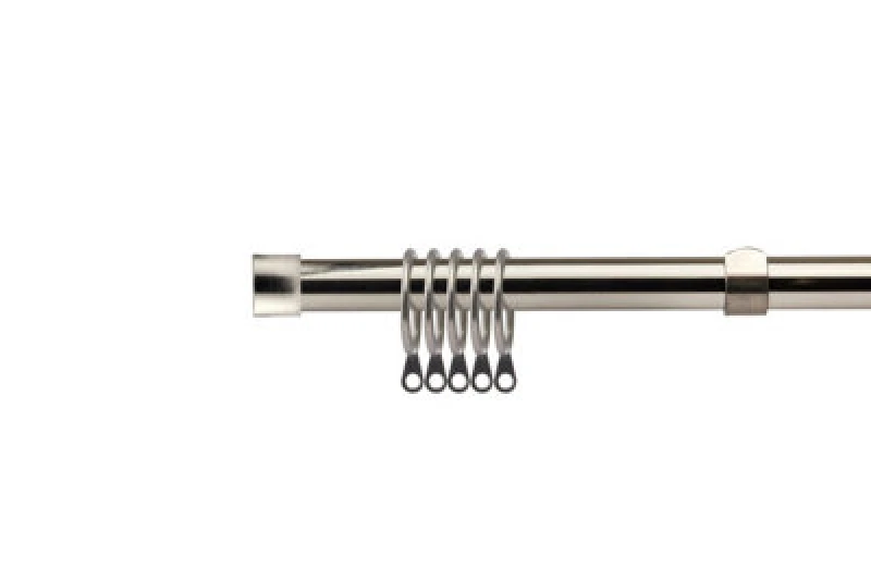Image of 16-19mm Fenton Extendable Metal Curtain Pole Set Brushed Silver 120-210Cm