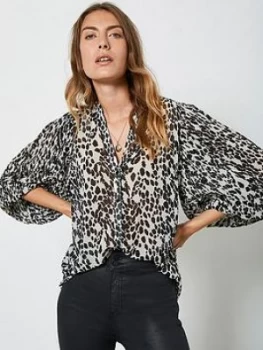 Image of Mint Velvet Erin Print Pleat Sleeve Blouse - Ivory
