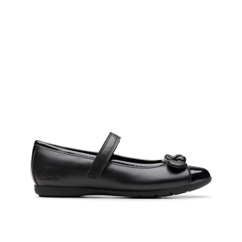 Image of Clarks Dance Beam Kid Black Mary Jane, Riptape, School Shoes Size: 1-Wide Fit Black Unisex 1-Wide Fit