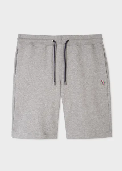 image of Paul Smith Grey Marl Cotton Zebra Logo Shorts