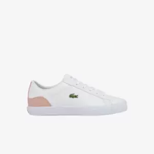 image of Lacoste Womens Lerond BL Leather and Synthetic Trainers Size 4 UK White & Light Pink