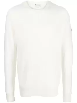 Image of MONCLER Logo Patch Ribbed Sweatshirt White