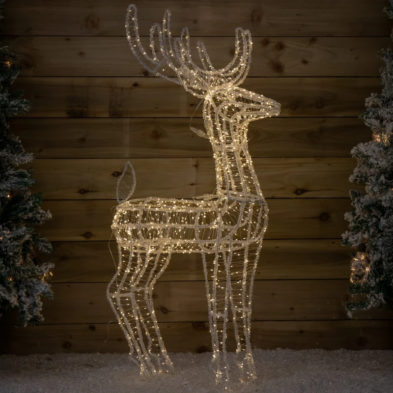 Image of 1.03m Light up Acrylic Christmas Reindeer Decoration with 1040 Warm White LEDs