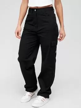 Image of Calvin Klein Jeans Stretch Twill High Rise Straight Jeans - Black Size M Women