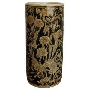 Image of Ceramic Embossed Umbrella Stand, Regal Design