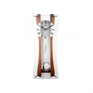 Image of Oak & Glass Hourglass Pendulum Wall Clock
