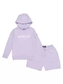 Image of Barbour International Girls Rossin Short & Hoodie Tracksuit - Light Purple, Light Purple, Size Age: 14-15 Years, Women