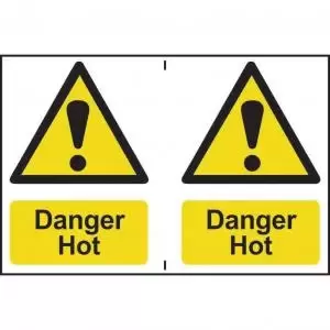 Image of Self adhesive semi-rigid PVC Danger Hot Sign 150 x 200mm. Easy to fix;