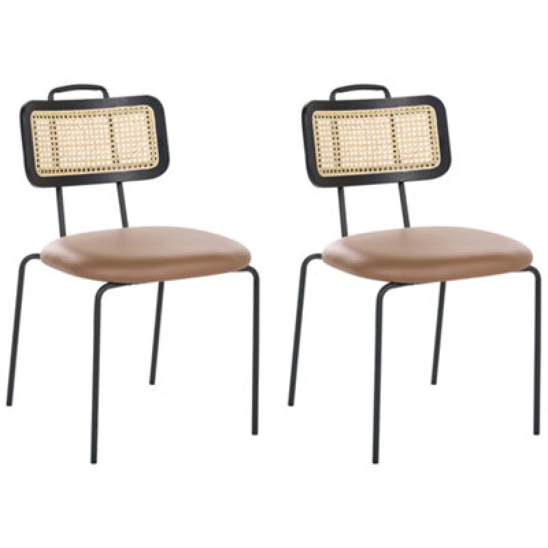 Image of Beliani Set Of 2 Dining Chairs Adelanto Metal Brown