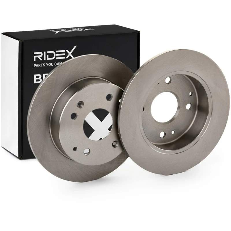 Image of RIDEX 82B1058 Brake disc Rear Axle, solid, Cast Iron, Uncoated, Untreated, without bolts/screws Cast Iron Brake Disc (82)