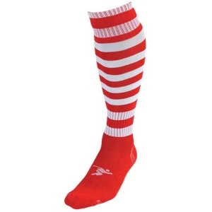 Image of Precision Red/White Hooped Pro Football Socks Adult - UK 7-11