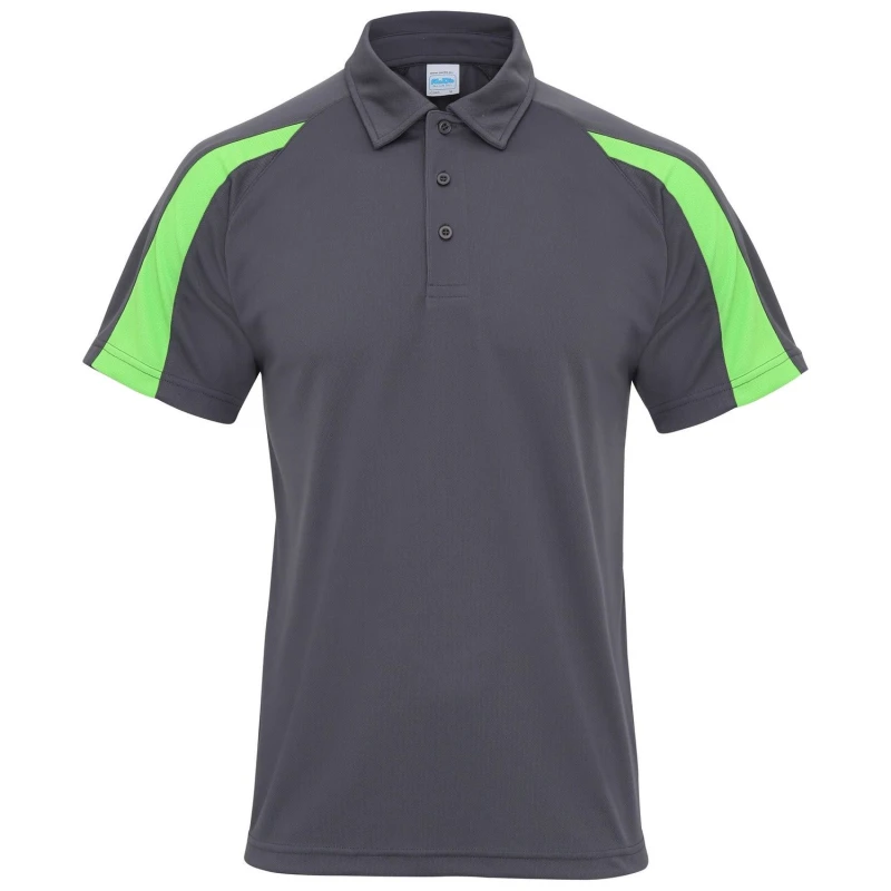 Image of AWDis AWDis Men Just Cool Short Sleeve Contrast Panel Polo Shirt in Charcoal Size: Small Charcoal S Male 5054171832309