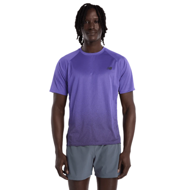 Image of New Balance Tech Men T-Shirts - Purple - Size M - Poly Jersey