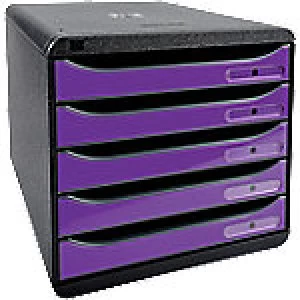 Image of Exacompta Drawer Set Big-Box Plus Polystyrene Black, Purple 27.8 x 34.7 x 27.1 cm