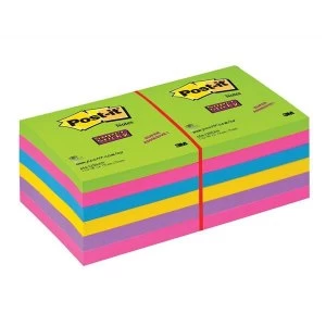 image of Post-it Super Sticky Notes Ultra Assorted 12 x 90 Sheets