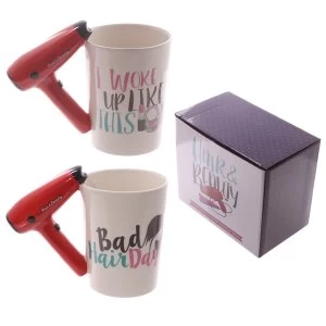 Image of Hair Drier Shaped Handle Ceramic Mug