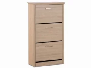 Image of Seconique Lisbon Light Oak Effect Shoe Cabinet Flat Packed