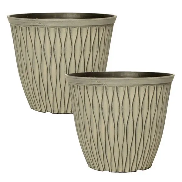 YouGarden Pair of Laval Planters (26cm) - Ebony Grey 22x26x26cm Grey 40549902000