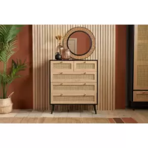 image of Croxley 5 Drawer Rattan Chest Black - Black