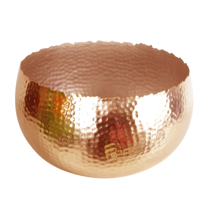 Image of Leaf XL Metal Bowl 32 x 20cm Hammered Copper Colour - Curvy Edge Copper