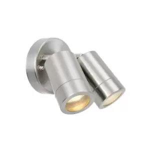 Image of Saxby Atlantis - 2 Light Outdoor Spotlight Marine Grade Brushed Stainless Steel, Glass IP65, GU10