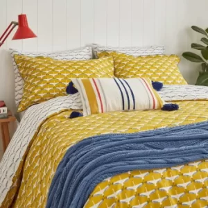 Image of Joules Heron Geo Kingsize Duvet Cover Set, Antique Gold