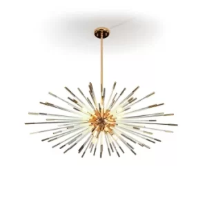 image of Evasian Pendant Light Spherical, Shiny Gold -Amber, 9x G9