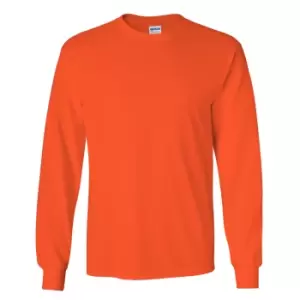 Image of Gildan Mens Plain Crew Neck Ultra Cotton Long Sleeve T-Shirt (2XL) (Orange)