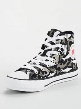 Converse Chuck Taylor All Star Hi Top Shark Bite Childrens Trainers - Black/White, Size 10