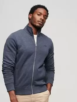 Image of Superdry Essential Logo Zip Track Top - Navy, Size S, Men