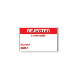 Image of Rejected Vinyl Label 25X40MM S/Adh (Roll-250)