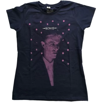 image of David Bowie - Dots Womens Large T-Shirt - Blue