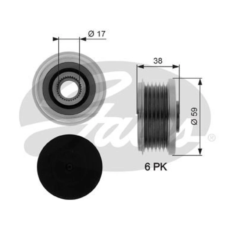 Image of GATES Alternator clutch pulley GATES OAP7282