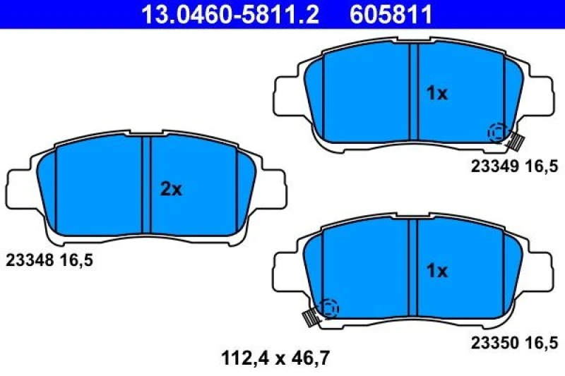 Image of ATE 13.0460-5811.2 Brake pad set with acoustic wear warning Brake Pad Set,disc brake (402)