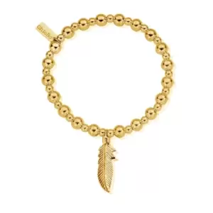 image of ChloBo Sterling Silver Gold Plated Mini Small Ball Feather Bracelet