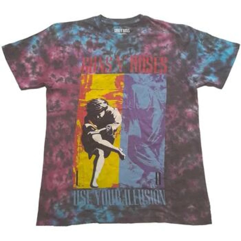 Image of Guns N' Roses Guns N Roses Men Use Your Illusion Dip Dye T-Shirt in Blue Size: large Blue L Male 5063300165416