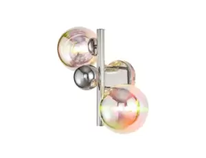 image of Wall Lamp, 2 x G9, Polished Chrome, Iridescent Glass