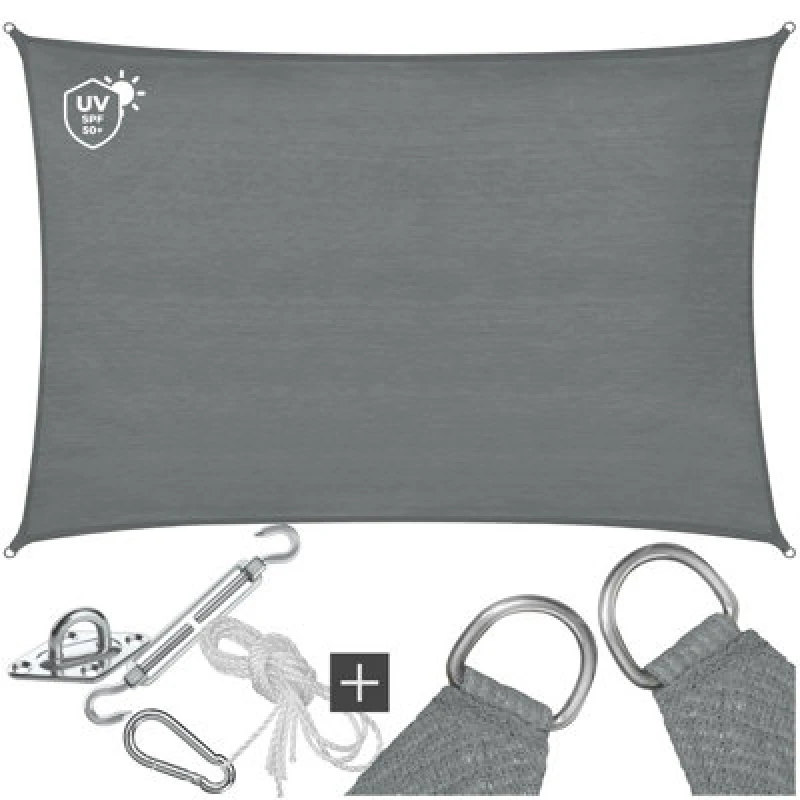 Image of Tectake Sun Sail Sonny, Uv Protected, Water-Resistant And Anti-Tear - 3 X 4 M - Grey