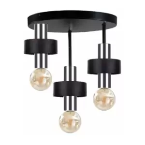 image of Keter Unica Multi Arm Semi Flush Ceiling Light Black, Silver, 35cm, 3x E27