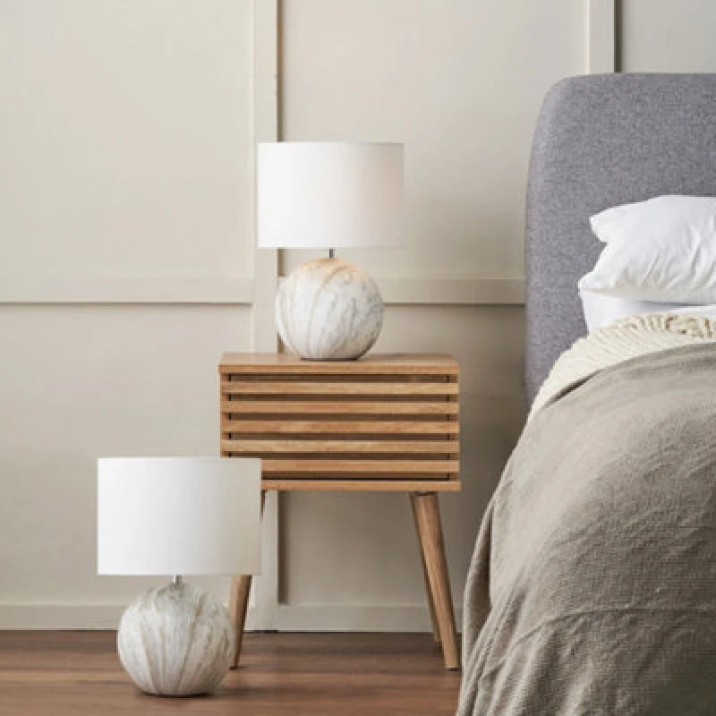 Image of Pacific Lifestyle Set Of 2 Viejo Grey Stone Effect Ceramic Table Lamp